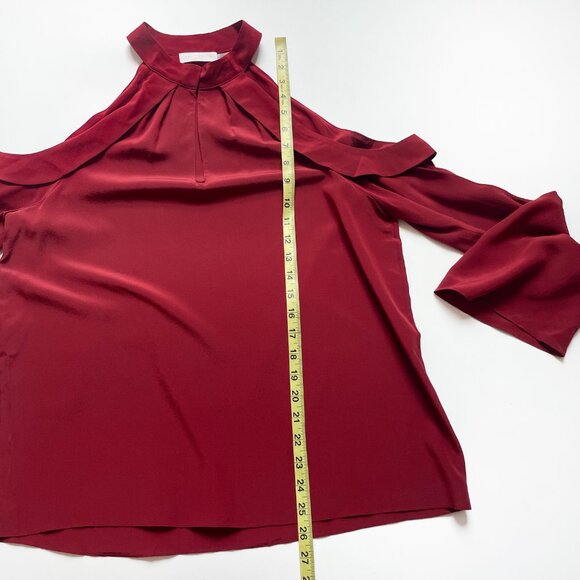 Ramy Brook Martie Cold Shoulder Silk Top Brick Red Size Medium - Picture 7 of 7